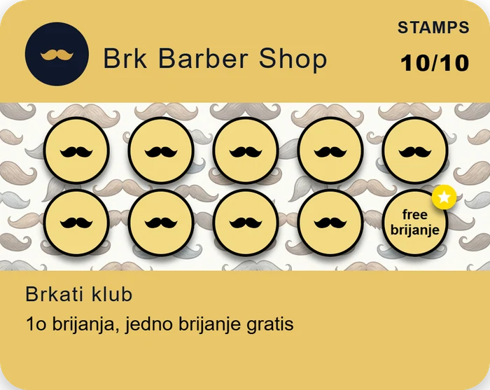 Predložak loyalty kartice - Brk Barber Shop